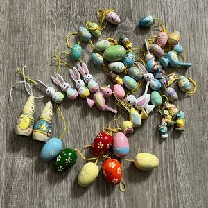 Vintage Small Wooden Easter Ornaments